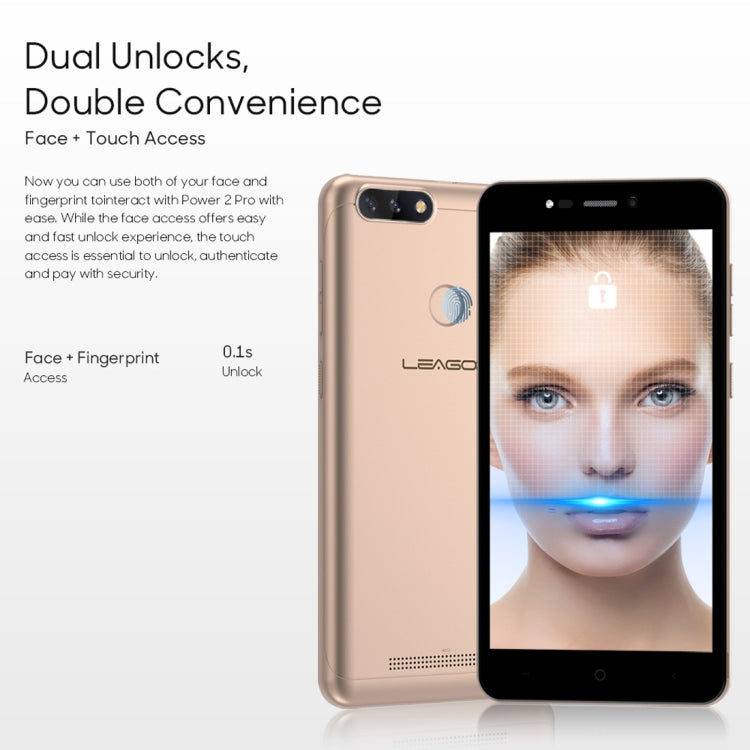 [HK Warehouse] LEAGOO POWER 2 Pro, 2GB+16GB, Dual Back Cameras, 4000mAh Battery, Face ID & Fingerprint Identification, 5.2 inch Android 8.1 MTK6739V/WA Quad Core, Network: 4G, Dual SIM