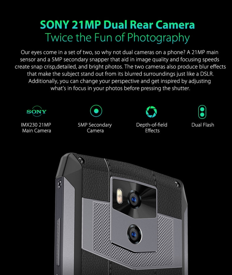 [HK Warehouse] Ulefone Power 5S, Dual 4G, 4GB+64GB, Dual Back Cameras + Dual Front Cameras, Face ID & Fingerprint Identification, 13000mAh Battery, 6.0 inch Android 8.1 MKT6763 Octa-core 64-bit up to 2.0GHz, Network: 4G,  Wireless Charge, OTG(Dark Gray)