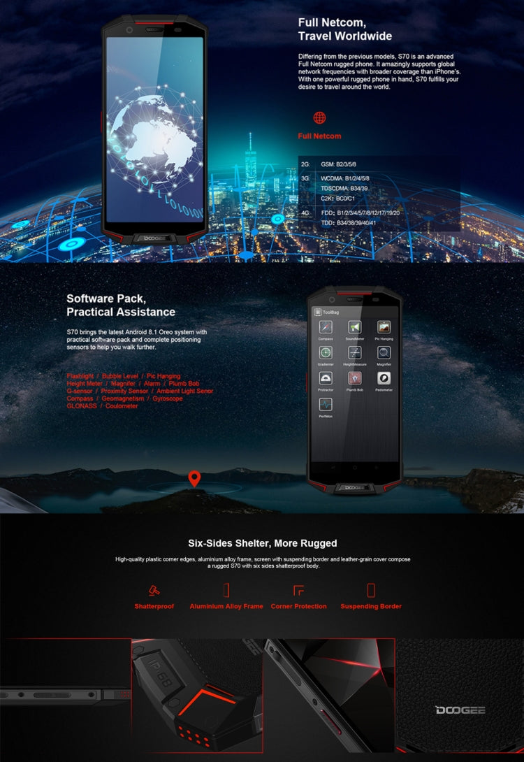 [HK Warehouse] DOOGEE S70 Rugged Phone, 6GB+64GB, IP68/IP69K Waterproof Dustproof Shockproof, MIL-STD-810G, 5500mAh Battery, Dual Back Cameras, Fingerprint Identification, 5.99 inch Android 8.1 MTK Helio P23 Octa Core up to 2.5GHz, Network: 4G