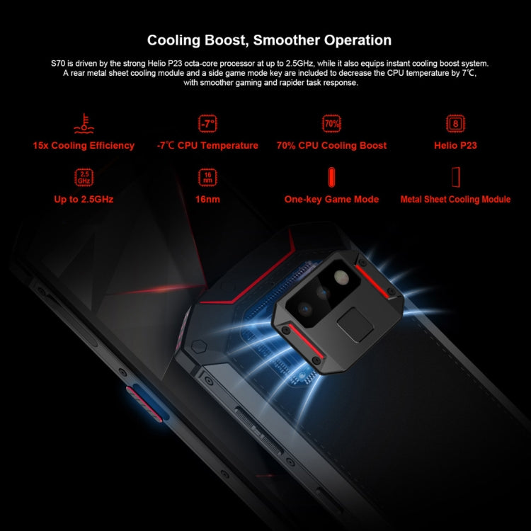 [HK Warehouse] DOOGEE S70 Rugged Phone, 6GB+64GB, IP68/IP69K Waterproof Dustproof Shockproof, MIL-STD-810G, 5500mAh Battery, Dual Back Cameras, Fingerprint Identification, 5.99 inch Android 8.1 MTK Helio P23 Octa Core up to 2.5GHz, Network: 4G