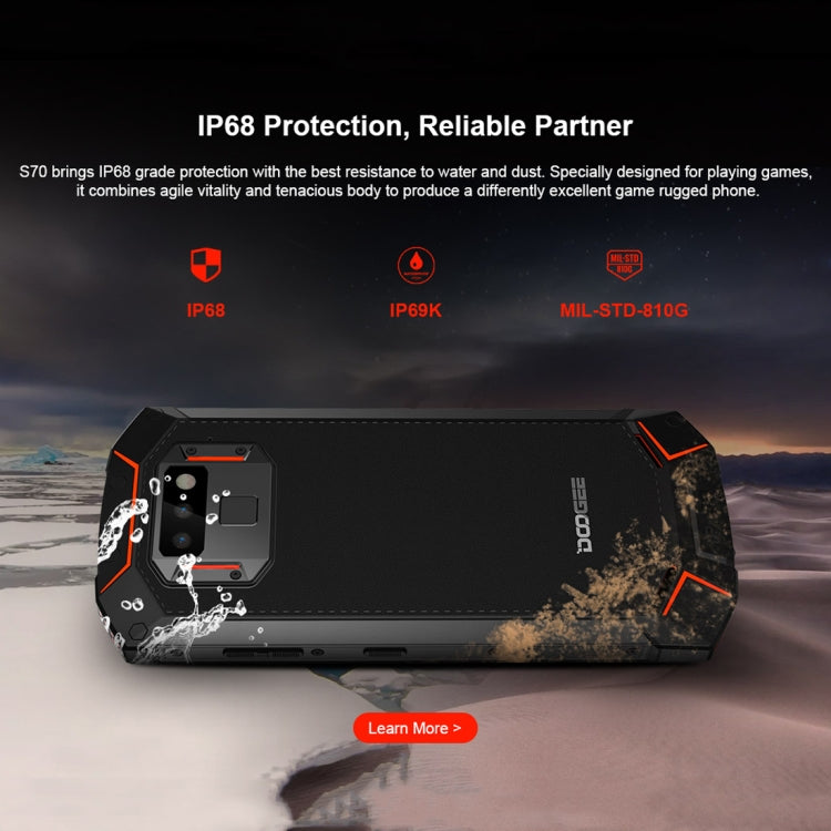 [HK Warehouse] DOOGEE S70 Rugged Phone, 6GB+64GB, IP68/IP69K Waterproof Dustproof Shockproof, MIL-STD-810G, 5500mAh Battery, Dual Back Cameras, Fingerprint Identification, 5.99 inch Android 8.1 MTK Helio P23 Octa Core up to 2.5GHz, Network: 4G