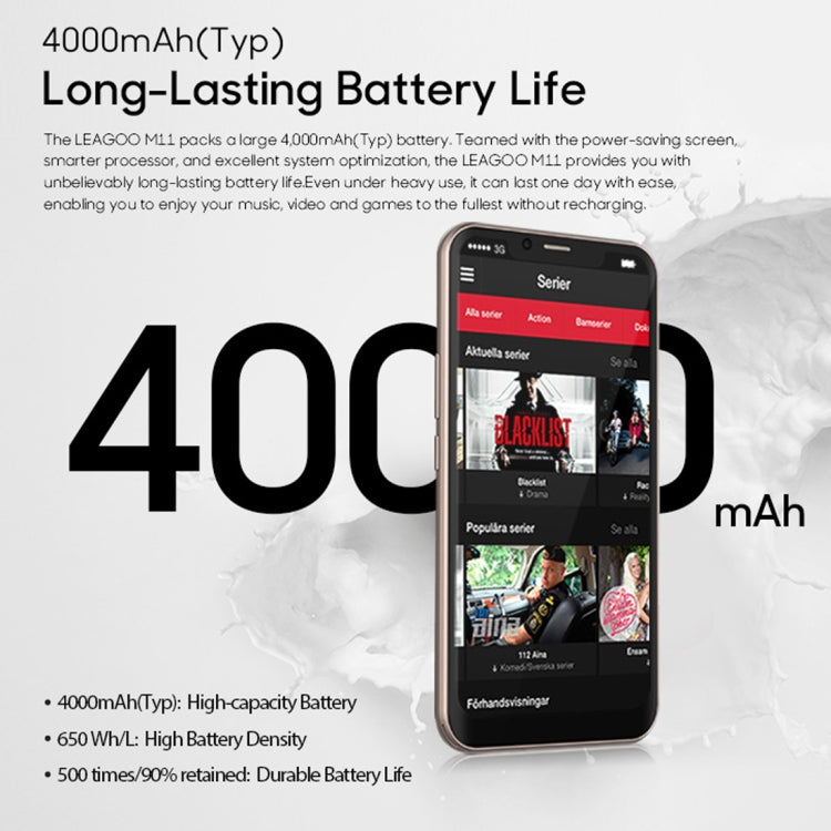 [HK Warehouse] LEAGOO M11, 2GB+16GB, Dual Back Cameras, 4000mAh Battery, Face ID & Fingerprint Identification, 6.18 inch Android 8.1 MTK6739 Quad Core, Network: 4G, Dual SIM