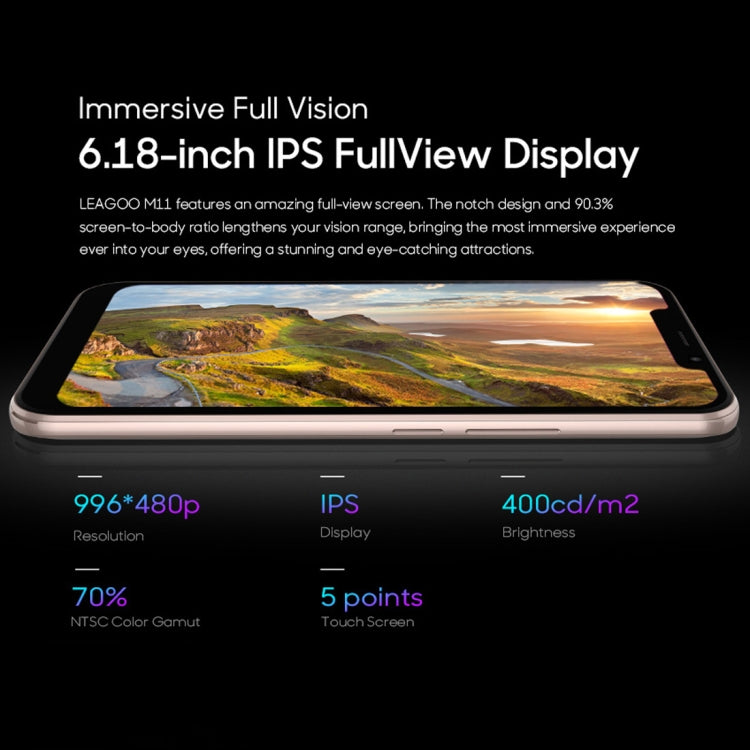 [HK Warehouse] LEAGOO M11, 2GB+16GB, Dual Back Cameras, 4000mAh Battery, Face ID & Fingerprint Identification, 6.18 inch Android 8.1 MTK6739 Quad Core, Network: 4G, Dual SIM