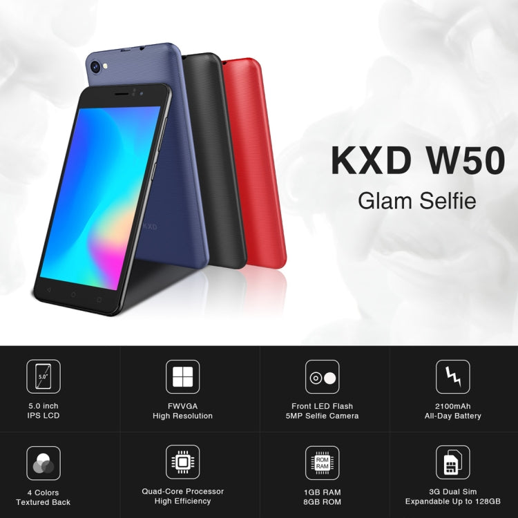 [HK Warehouse] KEN XIN DA W50, 1GB+8GB, 5.0 inch Android 6.0 MTK6580 Quad Core up to 1.3GHz, Network: 3G, Dual SIM(Red)
