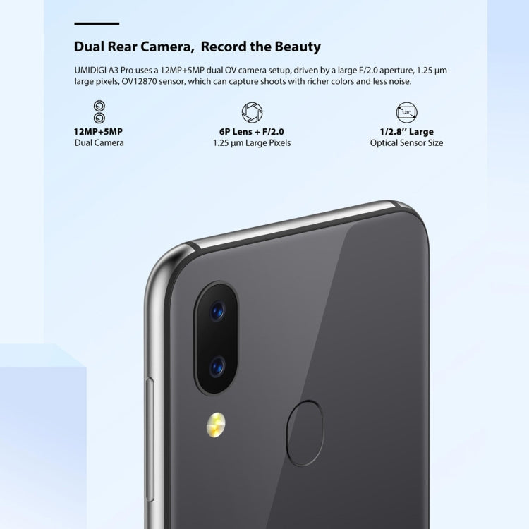 [HK Warehouse] UMIDIGI A3 Pro, Global Dual 4G, 3GB+32GB, Dual Back Cameras, Face ID & Fingerprint Identification, 5.7 inch 2.5D Full Screen Android 8.1 MTK6739 Quad Core up to 1.5GHz, Network: 4G, Dual SIM(Twilight)