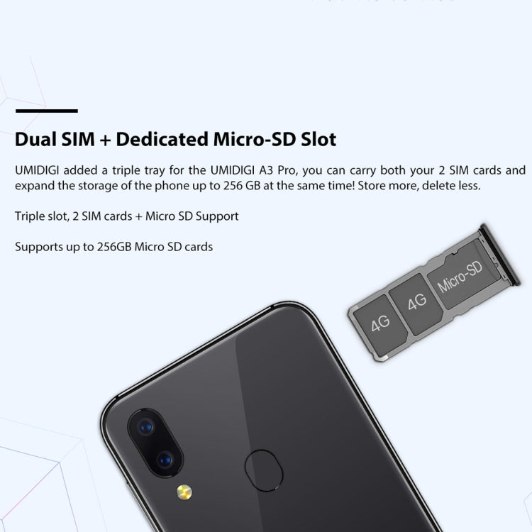 [HK Warehouse] UMIDIGI A3 Pro, Global Dual 4G, 3GB+32GB, Dual Back Cameras, Face ID & Fingerprint Identification, 5.7 inch 2.5D Full Screen Android 8.1 MTK6739 Quad Core up to 1.5GHz, Network: 4G, Dual SIM(Twilight)