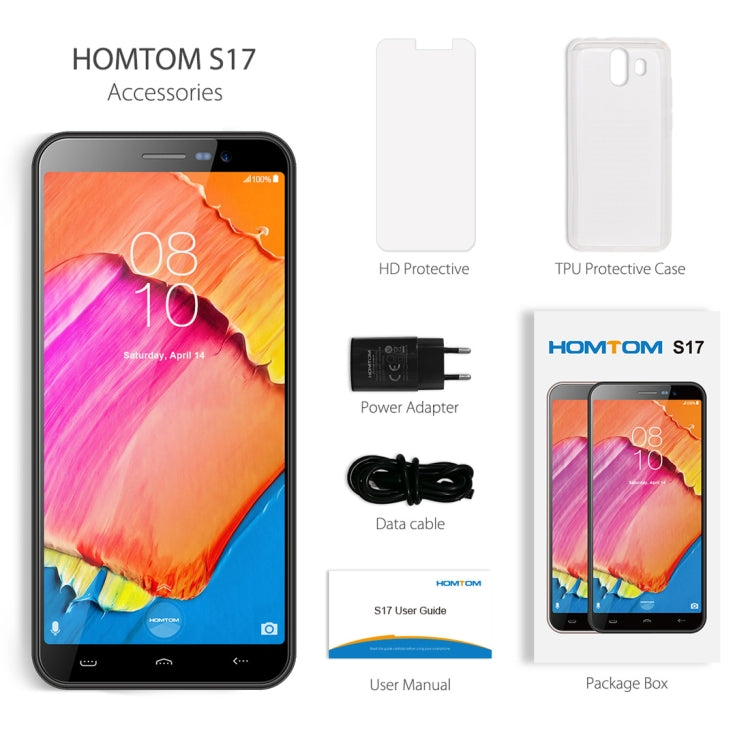 [HK Warehouse] HOMTOM S17, 2GB+16GB, Dual Back Cameras, Face ID & Fingerprint Identification, 5.5 inch Android 8.1 MTK6580 Quad Core up to 1.3GHz, Network: 3G, Dual SIM, OTA