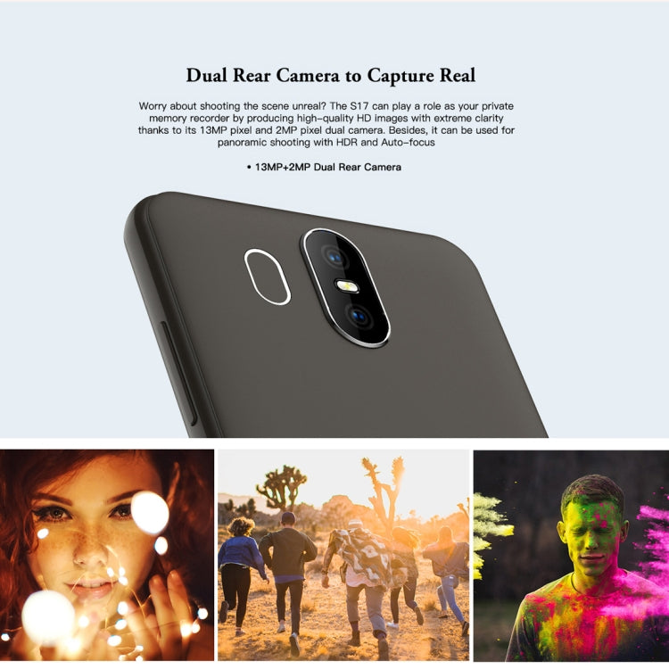 [HK Warehouse] HOMTOM S17, 2GB+16GB, Dual Back Cameras, Face ID & Fingerprint Identification, 5.5 inch Android 8.1 MTK6580 Quad Core up to 1.3GHz, Network: 3G, Dual SIM, OTA