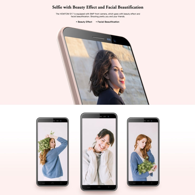 [HK Warehouse] HOMTOM S17, 2GB+16GB, Dual Back Cameras, Face ID & Fingerprint Identification, 5.5 inch Android 8.1 MTK6580 Quad Core up to 1.3GHz, Network: 3G, Dual SIM, OTA