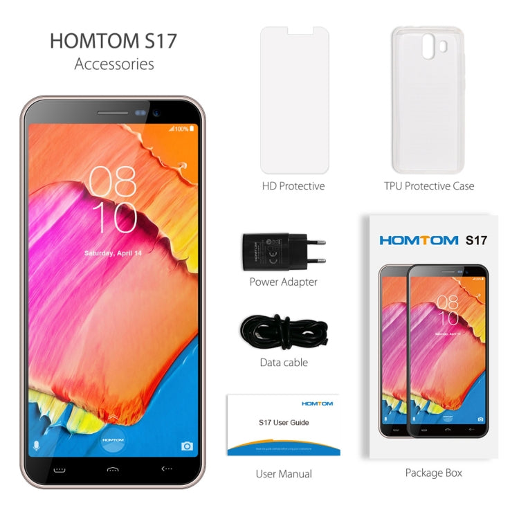 [HK Warehouse] HOMTOM S17, 2GB+16GB, Dual Back Cameras, Face ID & Fingerprint Identification, 5.5 inch Android 8.1 MTK6580 Quad Core up to 1.3GHz, Network: 3G, Dual SIM, OTA