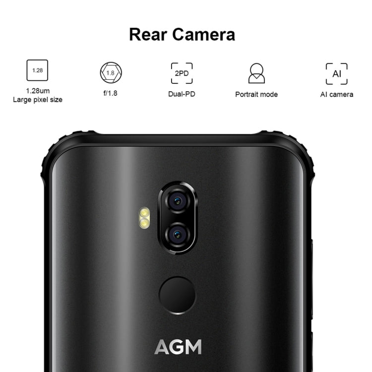 [HK Warehouse] AGM X3 Rugged Phone, 8GB+128GB, IP68 Waterproof Dustproof Shockproof, Face ID & Fingerprint Identification, 4100mAh Battery, 5.99 inch Android 8.1 Qualcomm SDM845 Octa Core, Network: 4G, OTG, NFC, Wireless Charging(Black)