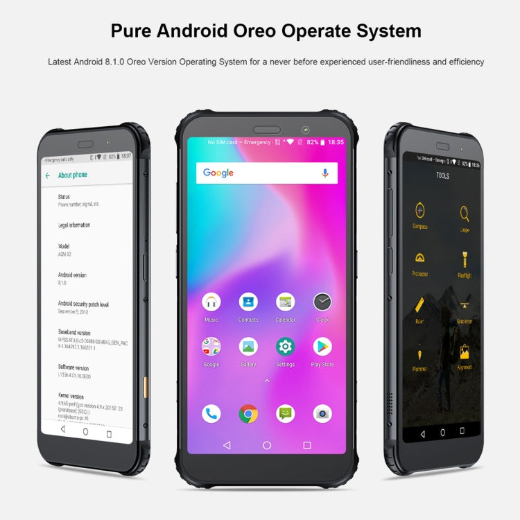 [HK Warehouse] AGM X3 Rugged Phone, 8GB+128GB, IP68 Waterproof Dustproof Shockproof, Face ID & Fingerprint Identification, 4100mAh Battery, 5.99 inch Android 8.1 Qualcomm SDM845 Octa Core, Network: 4G, OTG, NFC, Wireless Charging(Black)