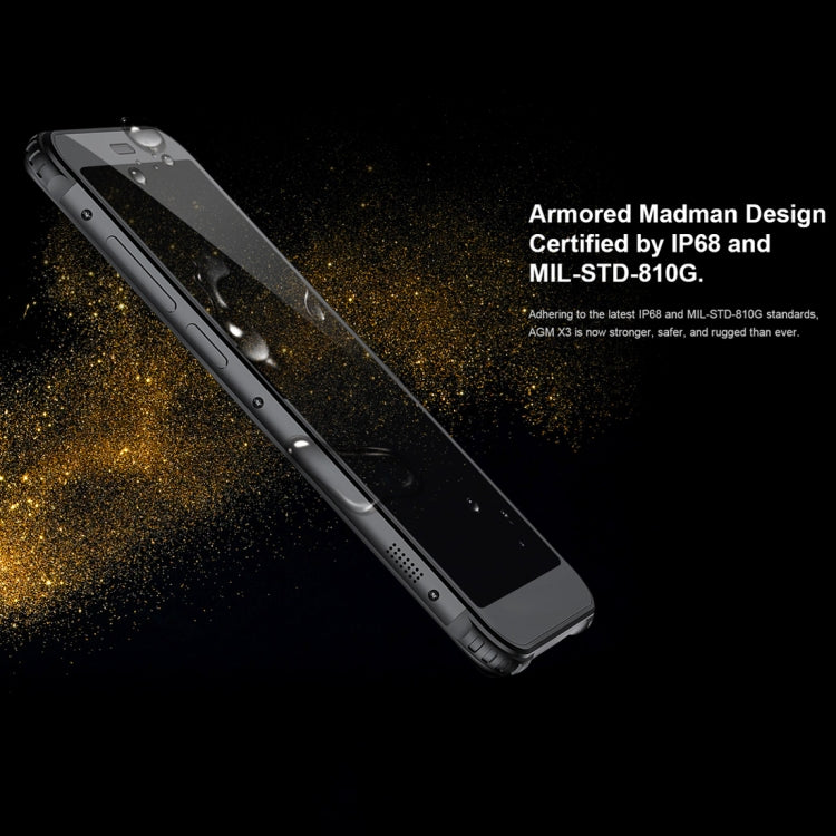 [HK Warehouse] AGM X3 Rugged Phone, 8GB+128GB, IP68 Waterproof Dustproof Shockproof, Face ID & Fingerprint Identification, 4100mAh Battery, 5.99 inch Android 8.1 Qualcomm SDM845 Octa Core, Network: 4G, OTG, NFC, Wireless Charging(Black)