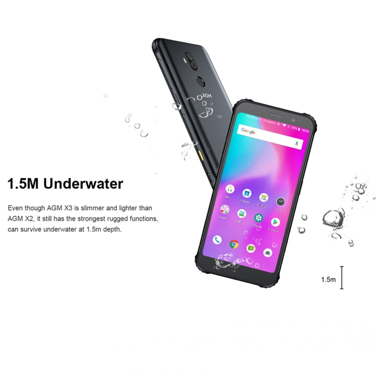 [HK Warehouse] AGM X3 Rugged Phone, 8GB+128GB, IP68 Waterproof Dustproof Shockproof, Face ID & Fingerprint Identification, 4100mAh Battery, 5.99 inch Android 8.1 Qualcomm SDM845 Octa Core, Network: 4G, OTG, NFC, Wireless Charging(Black)
