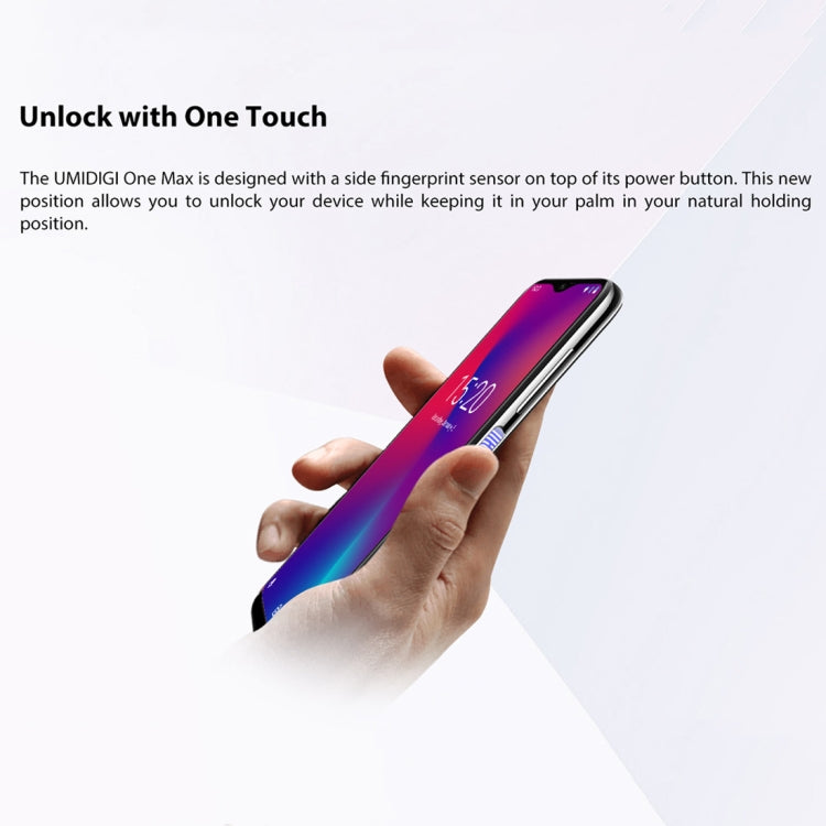 [HK Warehouse] UMIDIGI One Max, 4GB+128GB, Global Band Dual 4G, US Version, Dual Back Cameras, Face ID & Side Fingerprint Identification,  6.3 inch Android 8.1 MTK Helio P23 Octa Core up to 2.0GHz, Network: 4G, NFC, OTG, Dual SIM