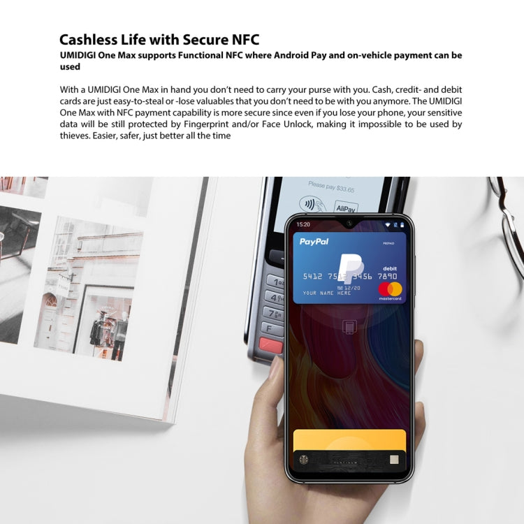 [HK Warehouse] UMIDIGI One Max, 4GB+128GB, Global Band Dual 4G, US Version, Dual Back Cameras, Face ID & Side Fingerprint Identification,  6.3 inch Android 8.1 MTK Helio P23 Octa Core up to 2.0GHz, Network: 4G, NFC, OTG, Dual SIM