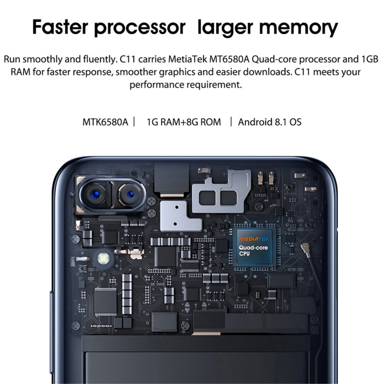 [HK Warehouse] OUKITEL C11, 1GB+8GB, Dual Back Cameras, 5.5 inch Android 8.1 MTK6580A Quad Core, Network: 3G, Dual SIM