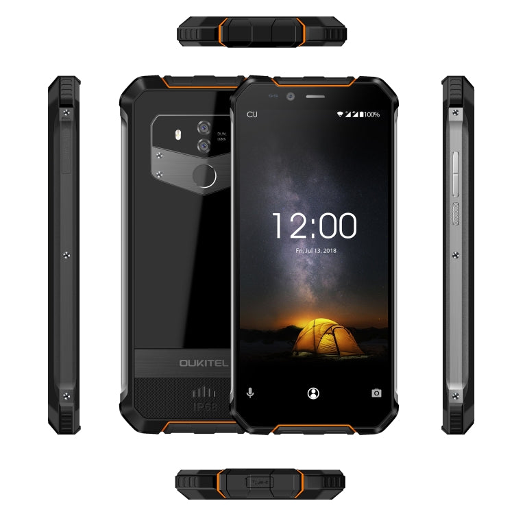 [HK Warehouse] OUKITEL WP1 Rugged Phone, 4GB+64GB, IP68 Waterproof Shockproof Dustproof, Dual Back Cameras, Fingerprint Identification, 5000mAh Battery, 5.5 inch Android 8.1 MTK6763 Octa Core up to 2.0GHz, Network: 4G, OTG, Wireless Charging(Orange)