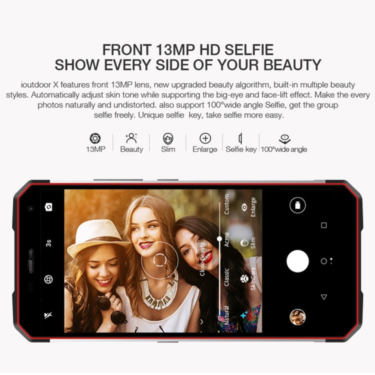 ioutdoor X Rugged Phone, Dual 4G, 6GB+128GB, IP68 Waterproof Shockproof Dustproof, Dual Back Cameras, Face ID & Fingerprint Identification, 5.7 inch Android 8.1 MTK6763 Octa Core up to 2.0GHz, Network: 4G, Dual SIM, NFC, OTG