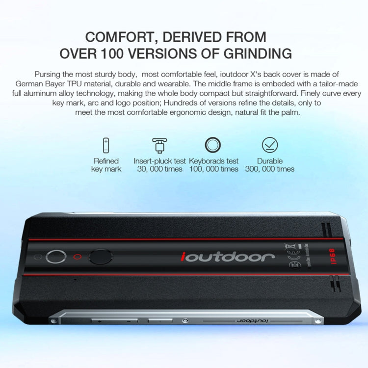 ioutdoor X Rugged Phone, Dual 4G, 6GB+128GB, IP68 Waterproof Shockproof Dustproof, Dual Back Cameras, Face ID & Fingerprint Identification, 5.7 inch Android 8.1 MTK6763 Octa Core up to 2.0GHz, Network: 4G, Dual SIM, NFC, OTG