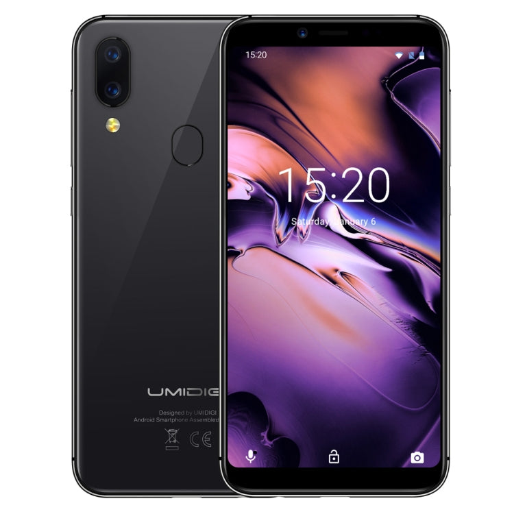 UMIDIGI A3, Dual 4G, 2GB+16GB, Dual Back Cameras, Face ID & Fingerprint Identification, 5.5 inch 2.5D Full Screen Android 8.1 MTK6739 Quad Core up to 1.5GHz, Network: 4G, Dual SIM