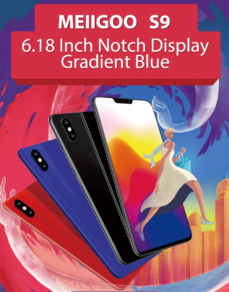 Meiigoo S9, 4GB+32GB, Dual Back Cameras, Face & Fingerprint Identification, 6.18 inch Notch Screen Android 8.1 MTK6750 Octa Core up to 1.5GHz, Network: 4G