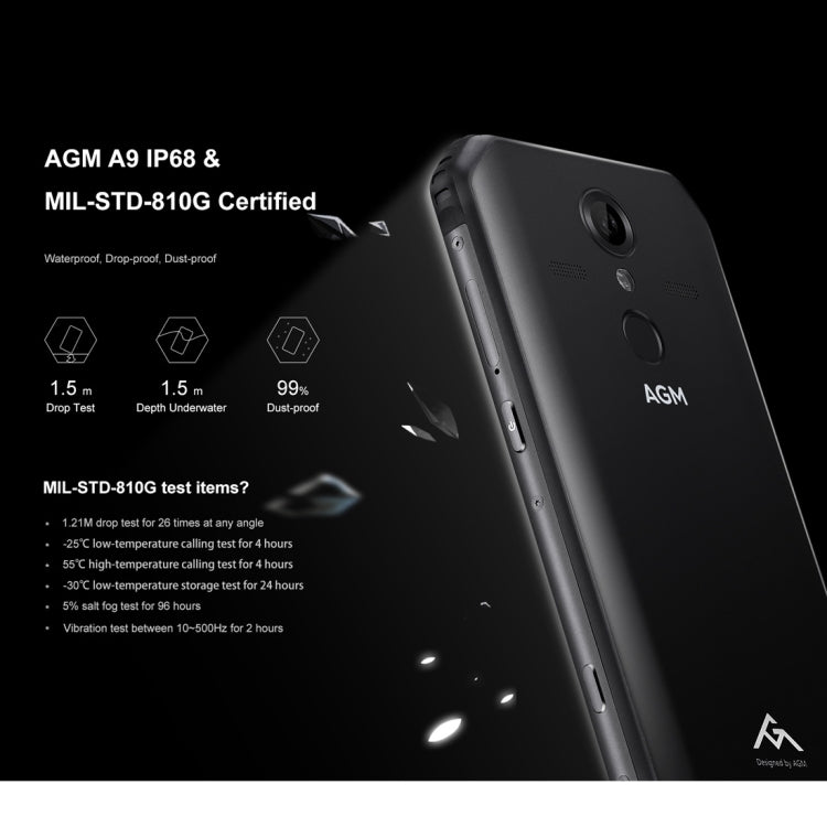 AGM A9 Rugged Phone, 3GB+32GB, IP68 Waterproof Dustproof Shockproof, Fingerprint Identification, 5400mAh Battery, 5.99 inch Android 8.1 Qualcomm SDM450 Octa Core, Network: 4G, OTG, NFC (Black)