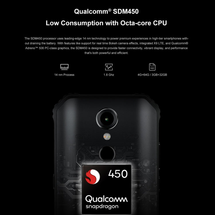 AGM A9 Rugged Phone, 3GB+32GB, IP68 Waterproof Dustproof Shockproof, Fingerprint Identification, 5400mAh Battery, 5.99 inch Android 8.1 Qualcomm SDM450 Octa Core, Network: 4G, OTG, NFC (Black)