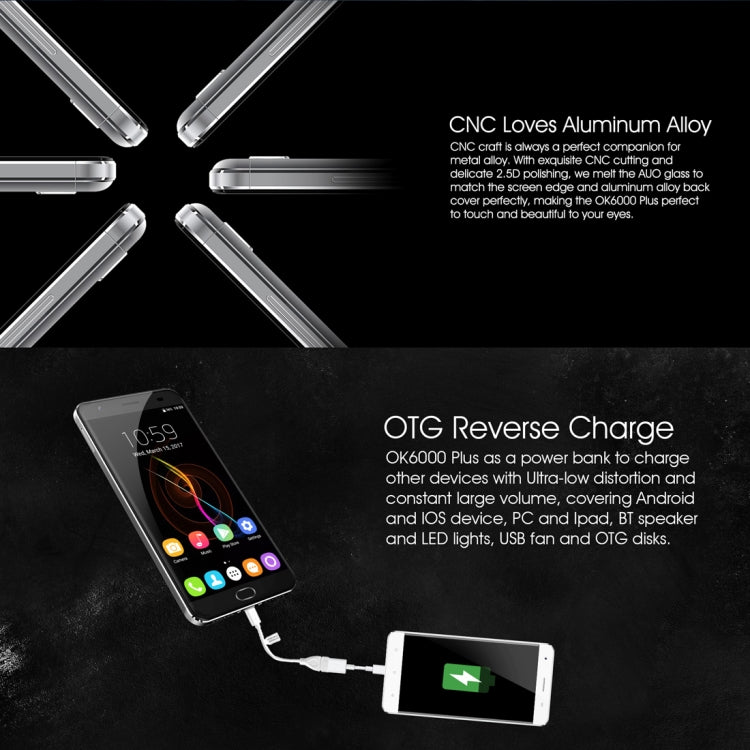 [HK Warehouse] OUKITEL K6000 Plus, 4GB+64GB, South American Version, Fingerprint Identification, 6080mAh Battery, 5.5 inch Android 7.0 MTK6750T Octa Core up to 1.5GHz, Network: 4G, Dual SIM, OTG(Grey)