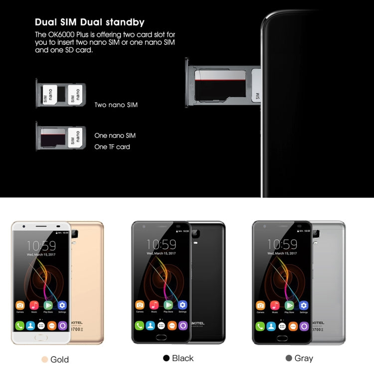 [HK Warehouse] OUKITEL K6000 Plus, 4GB+64GB, South American Version, Fingerprint Identification, 6080mAh Battery, 5.5 inch Android 7.0 MTK6750T Octa Core up to 1.5GHz, Network: 4G, Dual SIM, OTG(Grey)