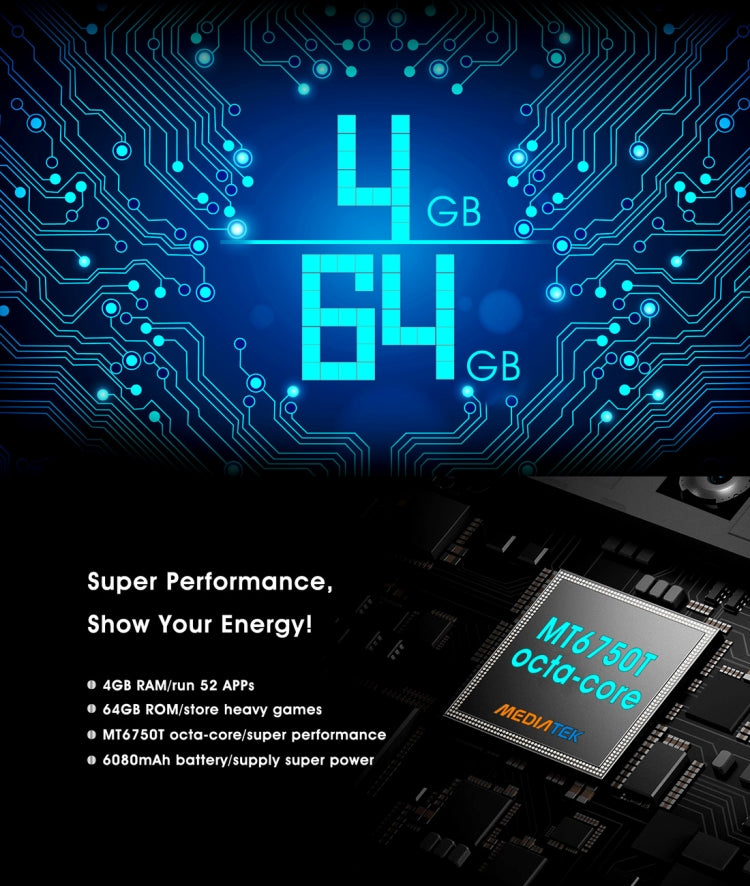 [HK Warehouse] OUKITEL K6000 Plus, 4GB+64GB, South American Version, Fingerprint Identification, 6080mAh Battery, 5.5 inch Android 7.0 MTK6750T Octa Core up to 1.5GHz, Network: 4G, Dual SIM, OTG(Grey)