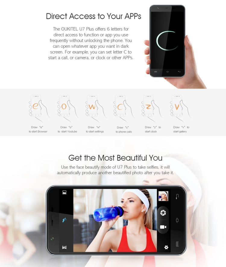 [HK Warehouse] OUKITEL U7 Plus, 2GB+16GB, South American Version, 5.5 inch Android 6.0 MTK6737 Quad Core up to 1.3GHz, Network: 4G, Dual SIM(Rose Gold)