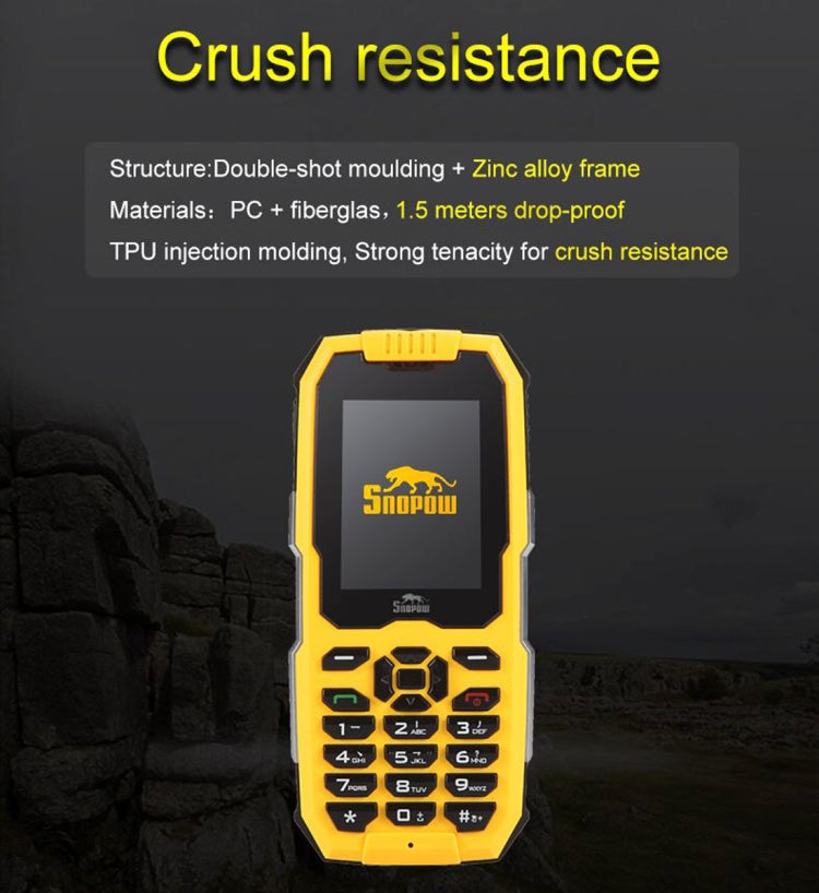 Snopow M2 Triple Proofing Phone, IP68 Waterproof Dustproof Shockproof, 2500mAh Battery, 2.4 inch, MTK6261D, Bluetooth, FM, Dual SIM
