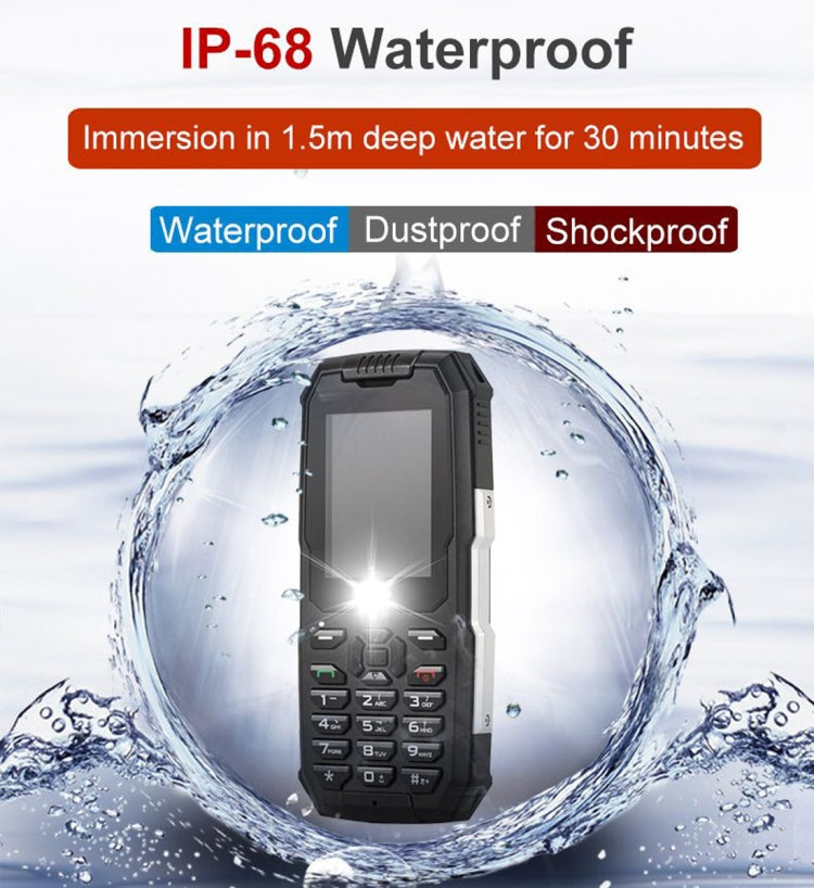Snopow M2 Triple Proofing Phone, IP68 Waterproof Dustproof Shockproof, 2500mAh Battery, 2.4 inch, MTK6261D, Bluetooth, FM, Dual SIM