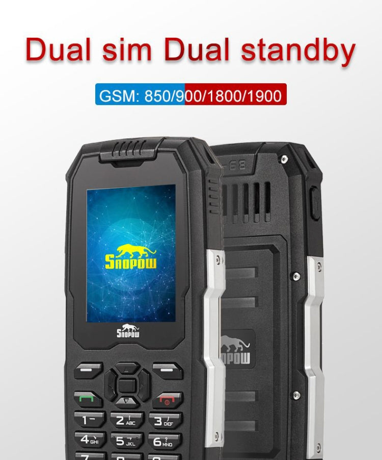 Snopow M2 Triple Proofing Phone, IP68 Waterproof Dustproof Shockproof, 2500mAh Battery, 2.4 inch, MTK6261D, Bluetooth, FM, Dual SIM