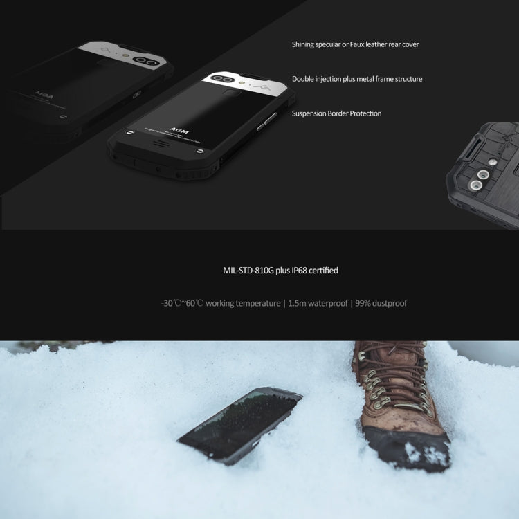 AGM X2 SE Triple Proofing Phone, 6GB+64GB, Fingerprint Identification, Dual 12.0MP Back Cameras, 6000mAh Battery, IP68 Waterproof Dustproof Shockproof, 5.5 inch Android 7.1 Qualcomm Snapdragon 653 MSM8976SG Octa Core, Network: 4G, OTG, NFC(Black)