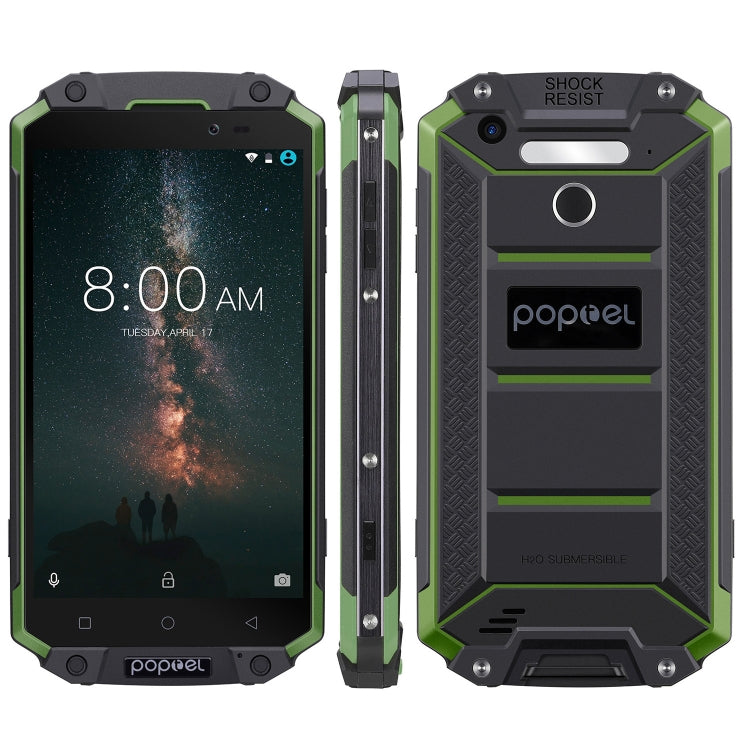 [HK Warehouse] POPTEL P9000 MAX, 4GB+64GB, IP68 Waterproof Shockproof Dustproof, 9000mAh Battery, Fingerprint Identification, 5.5 inch Android 7.0, MTK6750 Octa Core up to 1.5GHz, Network: 4G, Dual SIM(Green)
