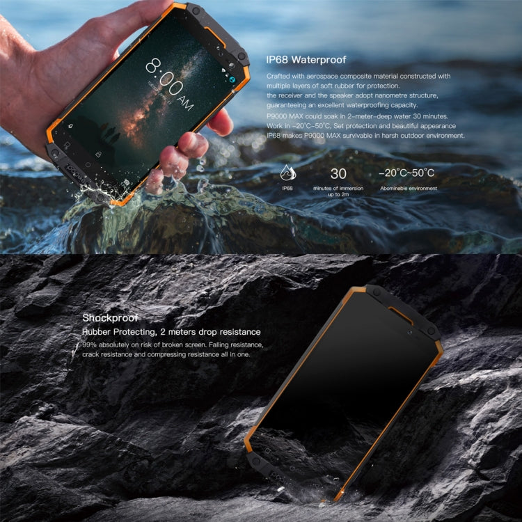 [HK Warehouse] POPTEL P9000 MAX, 4GB+64GB, IP68 Waterproof Shockproof Dustproof, 9000mAh Battery, Fingerprint Identification, 5.5 inch Android 7.0, MTK6750 Octa Core up to 1.5GHz, Network: 4G, Dual SIM(Green)