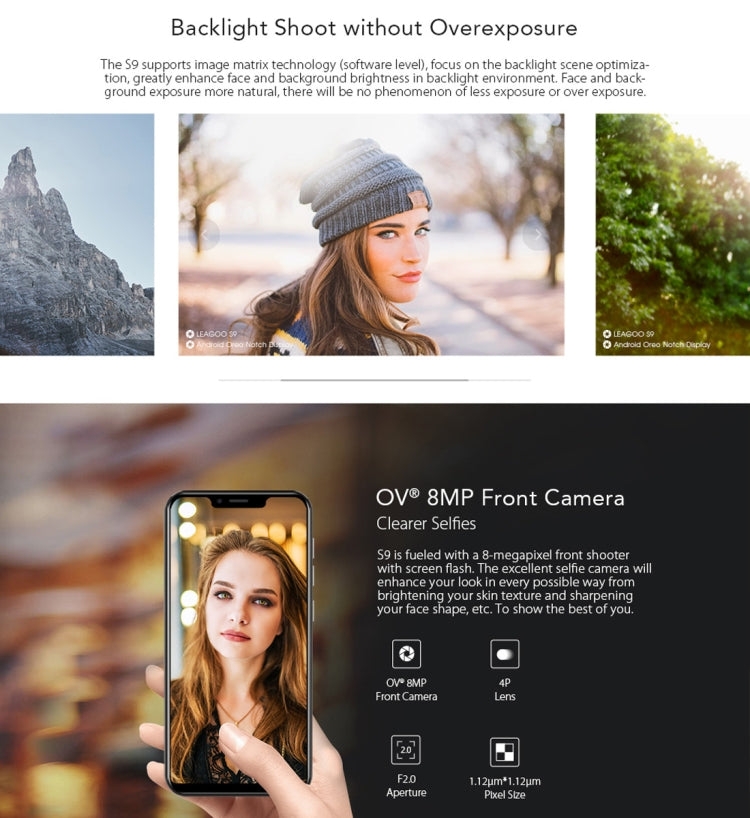 [HK Warehouse] LEAGOO S9, 4GB+32GB, Dual Back Cameras, Face & Fingerprint Identification, 5.85 inch Android 8.1 MTK6750 Octa Core up to 1.5GHz, Network: Dual 4G, OTG, VoLTE, Dual SIM(Gold)