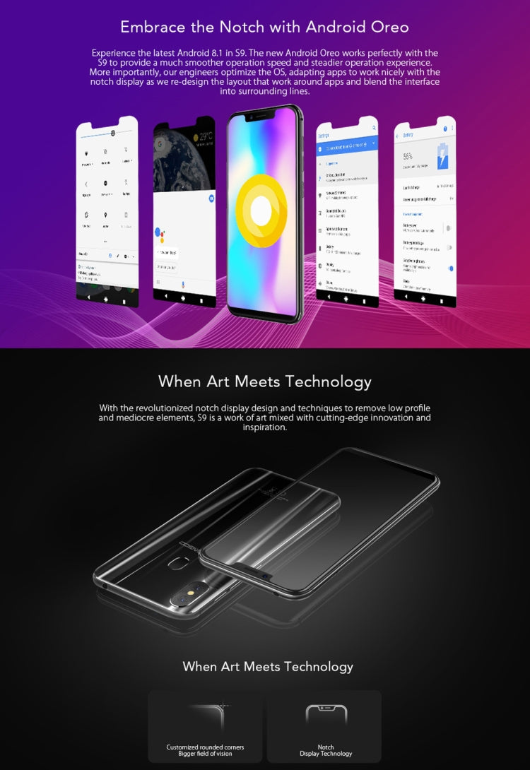 [HK Warehouse] LEAGOO S9, 4GB+32GB, Dual Back Cameras, Face & Fingerprint Identification, 5.85 inch Android 8.1 MTK6750 Octa Core up to 1.5GHz, Network: Dual 4G, OTG, VoLTE, Dual SIM(Gold)