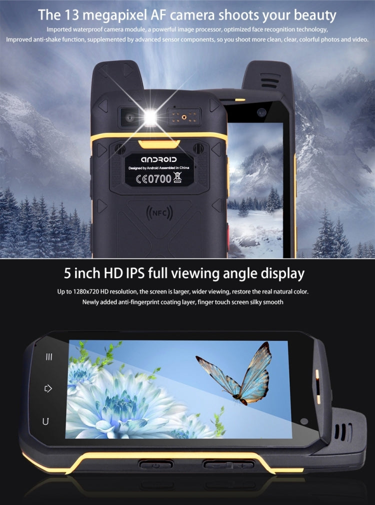B6000 Triple Proofing Phone, 4GB+64GB, IP68 Waterproof Dustproof Shockproof,  5000mAh Battery, 5.0 inch Android 6.0 MTK6755 Octa Core, Network: 4G, Dual SIM, NFC