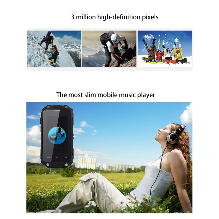 J5+ Triple Proofing Phone, 1GB+8GB, IP65 Waterproof Dustproof Shockproof,  Android 5.1 MTK6580 Quad Core, Network: 3G, Dual SIM, OTG, GPS, FM(Black)