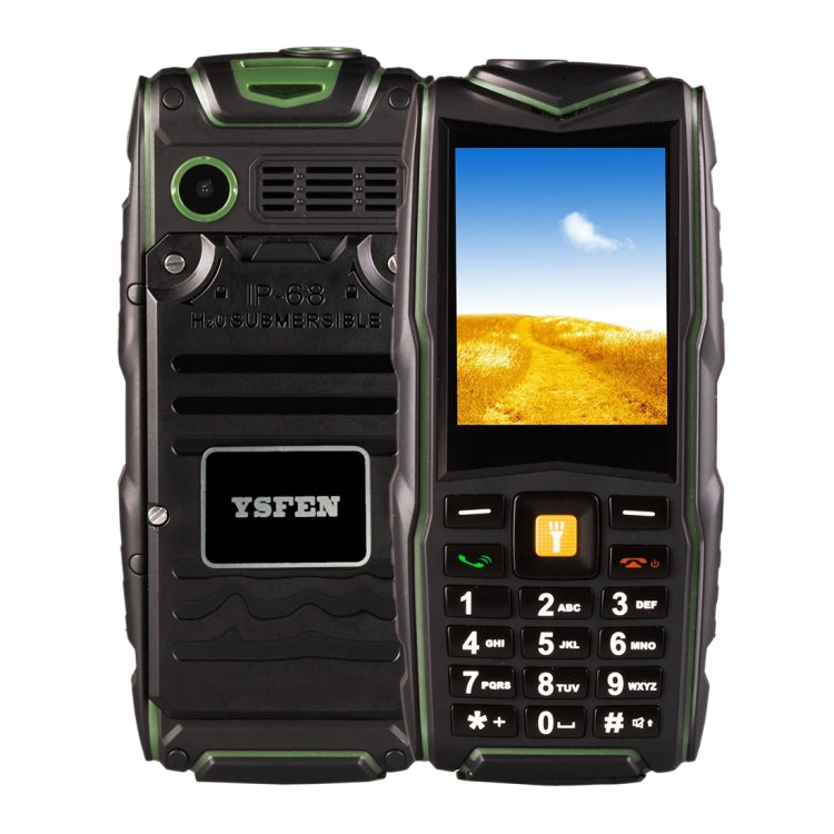 F8 Triple Proofing Phone, Dual SIM, IP68 Waterproof Shockproof Dustproof, 2.4 inch, SC6531CA Chipset, 21 Keys, LED Flashlight, FM, TF, Bluetooth(Green)
