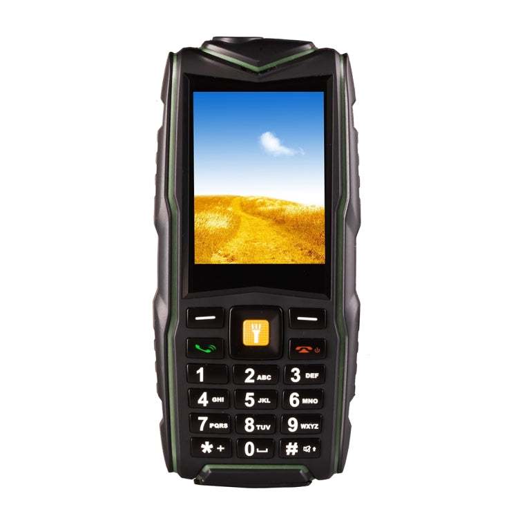 F8 Triple Proofing Phone, Dual SIM, IP68 Waterproof Shockproof Dustproof, 2.4 inch, SC6531CA Chipset, 21 Keys, LED Flashlight, FM, TF, Bluetooth(Green)