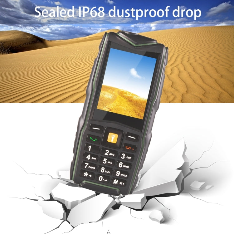 F8 Triple Proofing Phone, Dual SIM, IP68 Waterproof Shockproof Dustproof, 2.4 inch, SC6531CA Chipset, 21 Keys, LED Flashlight, FM, TF, Bluetooth(Green)