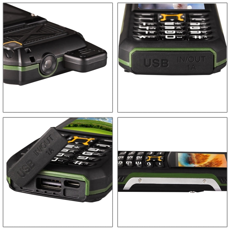 M21 Triple Proofing Phone, Dual SIM, IP68 Waterproof Shockproof Dustproof,  2.0 inch, SC6531CA Chipset, 21 Keys, LED Flashlight, FM, TF, Bluetooth(Green)