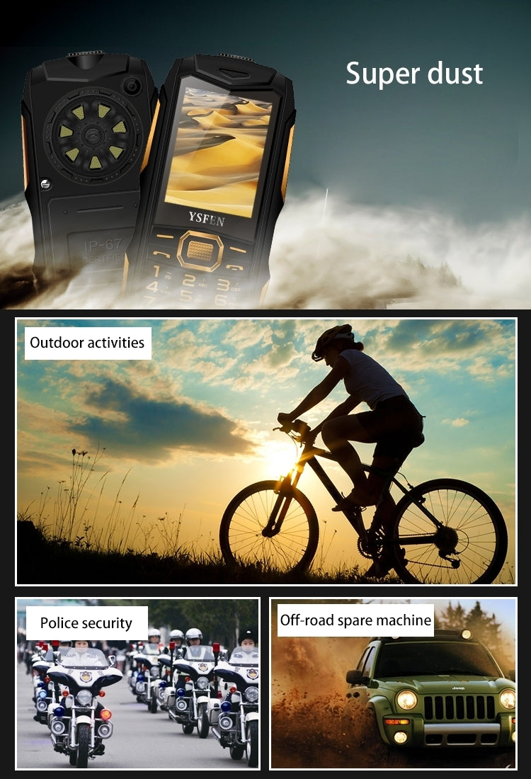Y809 Triple Proofing Phone, Dual SIM, IP67 Waterproof Shockproof Dustproof,  2.4 inch, SC6531CA Chipset, 21 Keys, LED Flashlight, FM, TF, Bluetooth