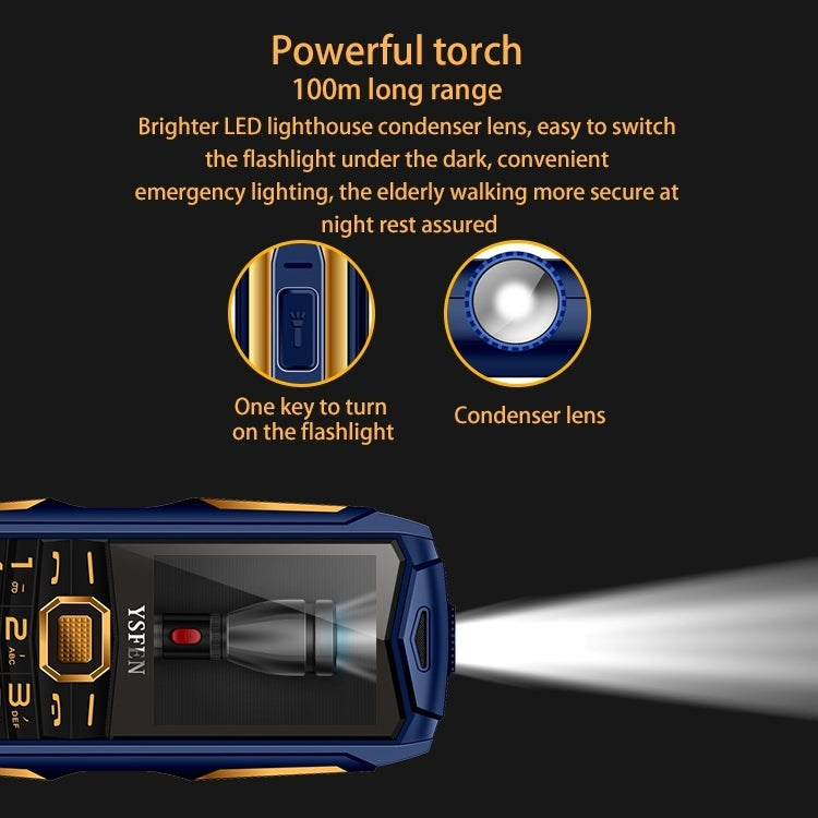 Y809 Triple Proofing Phone, Dual SIM, IP67 Waterproof Shockproof Dustproof,  2.4 inch, SC6531CA Chipset, 21 Keys, LED Flashlight, FM, TF, Bluetooth
