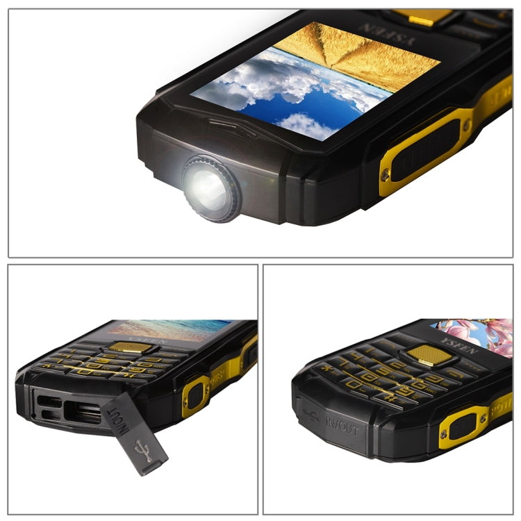 Y809A Triple Proofing Phone, Dual SIM, IP67 Waterproof Shockproof Dustproof,  2.4 inch, SC6531CA Chipset, 21 Keys, LED Flashlight, FM, TF, Bluetooth(Black)