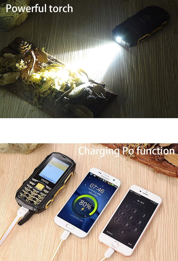 Y809A Triple Proofing Phone, Dual SIM, IP67 Waterproof Shockproof Dustproof,  2.4 inch, SC6531CA Chipset, 21 Keys, LED Flashlight, FM, TF, Bluetooth(Black)